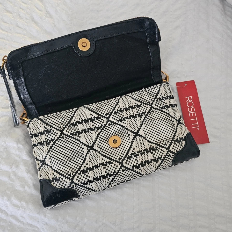 Rosetti Piper Folding Crossbody Bag Black & White Checks